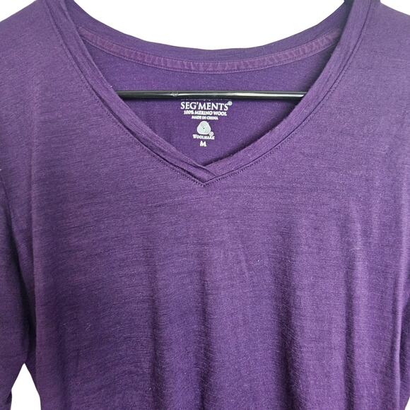 Segments Merino Wool Top Women M Purple Base Layer Gorpcore Ski Shirt Outdoor - Picture 2 of 7